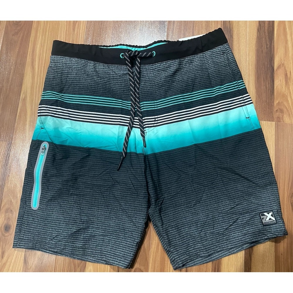 ZEROXPOSUR Mens Medium Swim Trunk Shorts Stretch Fabric Comfort Inner Liner NWT